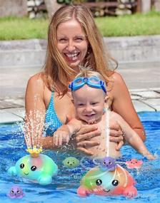 img 2 attached to 🦀 Crab Blue Bath Toys for Toddlers: Light Up Sprinkler Bathtub Toy with Water Spraying Fun, Ideal for Kids Ages 3-6 in Swimming Pools and Bathrooms