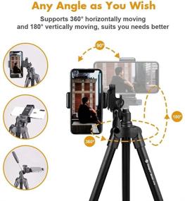 img 2 attached to 📷 Fotopro Phone Tripod: 48-inch Camera Tripod with 3-Way Head, Lightweight Aluminum Tripod for iPhone & Samsung, 1/4’’ Screw Travel Tripod with Wireless Remote for DSLR Camera by Canon, Sony, Nikon