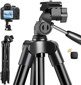 img 4 attached to 📷 Fotopro Phone Tripod: 48-inch Camera Tripod with 3-Way Head, Lightweight Aluminum Tripod for iPhone & Samsung, 1/4’’ Screw Travel Tripod with Wireless Remote for DSLR Camera by Canon, Sony, Nikon