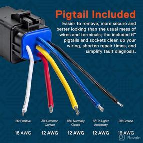 img 1 attached to 🔌 5 Pack Bosch Style Waterproof Relay Kit: 12V 5-Pin [Harness Socket] [12 AWG Hot Wires] [SPDT] [30/40 Amp] Automotive & Marine Relays for Boats, Auto Fans & Cars