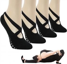 img 4 attached to Нескользящие носки для йоги для женщин — идеально подходят для пилатеса, станка и балета