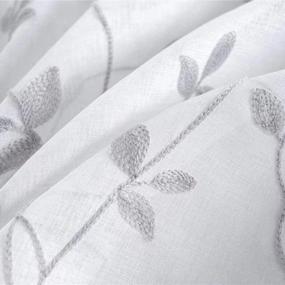 img 1 attached to Enhance Your Home Decor With Leadtimes Embroidered Grey Floral Sheer Curtains - Customized & Light Filtering