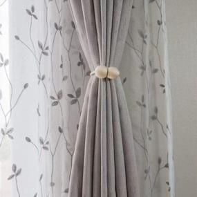 img 2 attached to Enhance Your Home Decor With Leadtimes Embroidered Grey Floral Sheer Curtains - Customized & Light Filtering