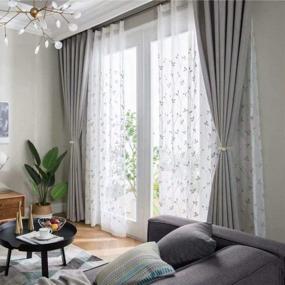 img 3 attached to Enhance Your Home Decor With Leadtimes Embroidered Grey Floral Sheer Curtains - Customized & Light Filtering