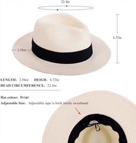 img 2 attached to Женская соломенная шляпа-панама от солнца с широкими полями Fedora UPF50+, летняя пляжная кепка