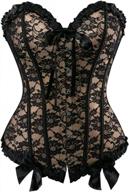 black floral lace trim overbust corset waist cincher bustier top for women logo