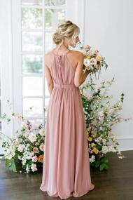 img 3 attached to Women'S Chiffon Halter Pleated Long Bridesmaid Dresses With Pockets Formal Evening Party Gown