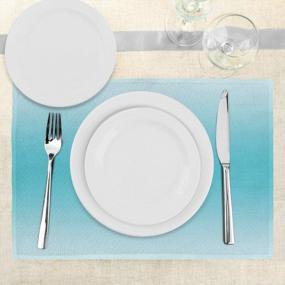 img 2 attached to Turquoise Ombre Place Mats Set Of 4 With Tropical Beach Cove Aquatic Vibes | Digital Printed Art Print Washable Fabric Placemats For Dining Table By Ambesonne