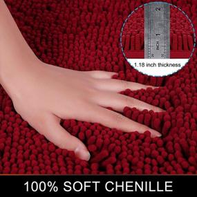 img 3 attached to Non Slip Chenille Bathroom Rugs And Toilet Rug Set, Absorbent Shaggy Bath Mats For Shower, Tub And Bath Room, 2 Pieces (20" X 32"+20" X 24", Wine Red)