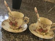 img 1 attached to Vintage Floral Porcelain Tea Cups: YOLIFE'S Set Of 2 Cups And Saucers - 8 Oz review by Brett Bush