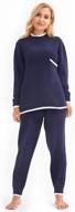 femofit women fleece pajamas set soft fuzzy lounge sleepwear long sleeve warm - v-neck, middle collar, round collar logo