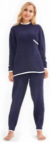 img 4 attached to Femofit Women Fleece Pajamas Set Soft Fuzzy Lounge Sleepwear Long Sleeve Warm - V-Neck, Middle Collar, Round Collar