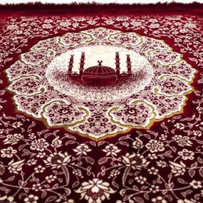 img 2 attached to Turkish Islamic Prayer Rug - Lightweight Velvet Sajada Mat - Traditional Muslim Janamaz - Plush Prayer Carpet For Men And Women - Ramadan Or Eid Gift - Floral MSQ Design In Red