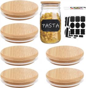 img 4 attached to 6 Pack Of CNVOILA Bamboo Lids For Wide Mouth Mason Jars - Perfect For Storage And Canning