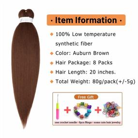 img 3 attached to Ubeleco Brown Braiding Hair Pre Stretched 20 Inch 8 Packs Color 30 Braiding Hair Auburn Soft Yaki Texture, Itch Free, Hot Water Setting Synthetic Hair Extensions For Braids(20In,30#)