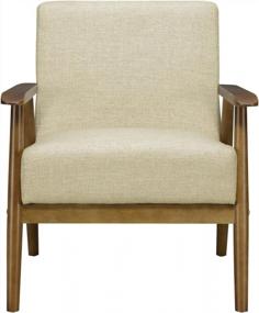 img 2 attached to Mid-Century Beige Chair With Wooden Frame By Right2Home