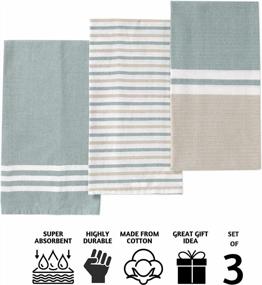 img 1 attached to Folkulture Cotton Kitchen Towels Set Of 3 - Farmhouse Style Dish Towels With Hanging Loop, Highly Absorbent Kitchen Hand Towels, Ideal For Kitchen Decor - Aqua Blue Hue, 20 X 28 Inches