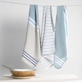 img 3 attached to Folkulture Cotton Kitchen Towels Set Of 3 - Farmhouse Style Dish Towels With Hanging Loop, Highly Absorbent Kitchen Hand Towels, Ideal For Kitchen Decor - Aqua Blue Hue, 20 X 28 Inches