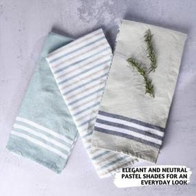 img 2 attached to Folkulture Cotton Kitchen Towels Set Of 3 - Farmhouse Style Dish Towels With Hanging Loop, Highly Absorbent Kitchen Hand Towels, Ideal For Kitchen Decor - Aqua Blue Hue, 20 X 28 Inches