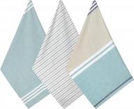 folkulture cotton kitchen towels set of 3 - farmhouse style dish towels with hanging loop, highly absorbent kitchen hand towels, ideal for kitchen decor - aqua blue hue, 20 x 28 inches logo