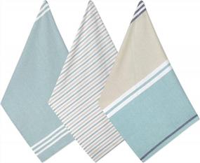 img 4 attached to Folkulture Cotton Kitchen Towels Set Of 3 - Farmhouse Style Dish Towels With Hanging Loop, Highly Absorbent Kitchen Hand Towels, Ideal For Kitchen Decor - Aqua Blue Hue, 20 X 28 Inches