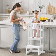 🪴 ambird toddler step stool: adjustable height kitchen stool for 18-48 months, with rail & non-slip mat for kitchen & bathroom sink (white) логотип