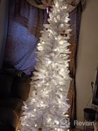 img 1 attached to 7.5Ft Prelit Pencil Christmas Tree - Warm White & Multi-Color Lights, Foldable Metal Stand, Alpine Slim Holiday Decoration For Xmas Home/Office/Party review by Chase Arellano