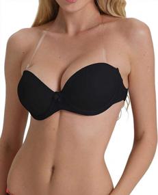 img 4 attached to Clear Back Strapless Bra With Invisible Straps | Push Up Padded Underwire Bra | Backless & Halter Friendly