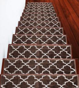 img 4 attached to Upgrade Your Stair Safety With SUSSEXHOME Polypropylene Carpet Strips - Easy To Install Runner Rugs W/ Double Adhesive Tape - Set Of 7 Decorative Mats In Brown