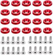 20pcs fender bumper washer bolt m6x20mm 6061 t6-grade cnc billet aluminum washer engine bay dress up fastener kit (red) logo