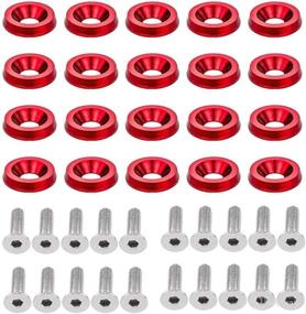 img 4 attached to 20PCS Fender Bumper Washer Bolt M6X20Mm 6061 T6-Grade CNC Billet Aluminum Washer Engine Bay Dress Up Fastener Kit (Red)