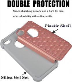 img 3 attached to Rose Gold/Grey IPhone 4S/4 Shock Absorption Hybrid Dual Layer Armor Defender Case