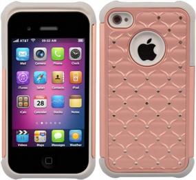 img 4 attached to Rose Gold/Grey IPhone 4S/4 Shock Absorption Hybrid Dual Layer Armor Defender Case