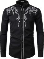 men's floral embroidery dress shirt - slim fit, long sleeve band collar | zeroyaa logo