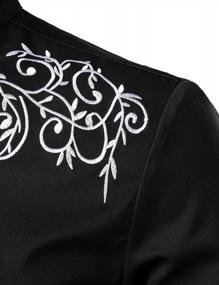 img 1 attached to Men'S Floral Embroidery Dress Shirt - Slim Fit, Long Sleeve Band Collar | ZEROYAA