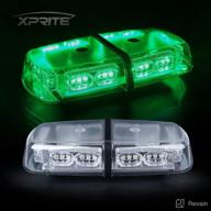 🚨 xprite 36 led green rooftop mini bar strobe lights - high intensity emergency hazard warning beacon light with magnetic base for safety caution vehicles, construction trucks, snow plowing cars, and postal vans логотип