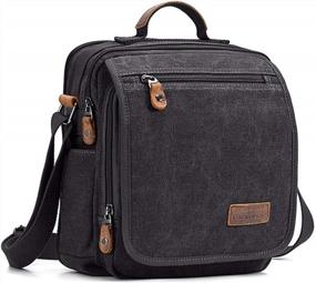img 4 attached to Men'S 10" IPad Travel School Small Canvas Messenger Bag Purse Shoulder Crossbody Bag Tablet Bag - Plambag
