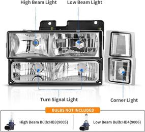 img 3 attached to DWVO Хром фаровая ассамблея для Chevy C/K Серии 🚗 1500 2500 3500/Tahoe/Suburban/Silverado 1992-1999 Хрустальный фарфор с угловым и бамперным светом