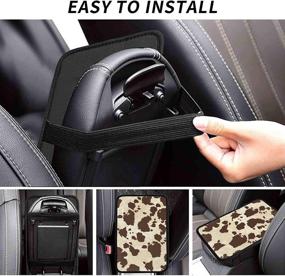 img 1 attached to 🐄 Stylish 6Pcs Cow Print Car Accessories Set for Women - Brown Microfiber Steering Wheel Cover, Breathable and Odorless Steering Wheel Protector - Universal Fit