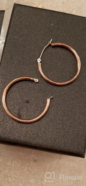 img 1 attached to 💎 14K Rose Gold Classic Shiny Polished Round Hoop Earrings, 2mm Tube by TILO JEWELRY review by Mark Repp