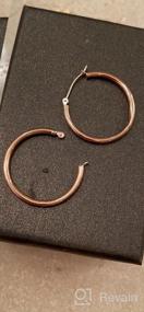 img 4 attached to 💎 14K Rose Gold Classic Shiny Polished Round Hoop Earrings, 2mm Tube by TILO JEWELRY