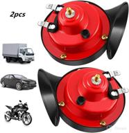 lhyushun 300db loud train horn for truck | 12v electric snail horn 🚀 waterproof motorcycle | double horn raging sound for car motorcycle | red | 110 logo