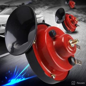 img 3 attached to LHYUSHUN 300DB Loud Train Horn for Truck | 12V Electric Snail Horn 🚀 Waterproof Motorcycle | Double Horn Raging Sound for Car Motorcycle | Red | 110