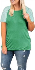 img 2 attached to Plus Size Striped Raglan Tunic Top With Crew Neck And Pocket Detail, Available In 3/4 Or Short Sleeve