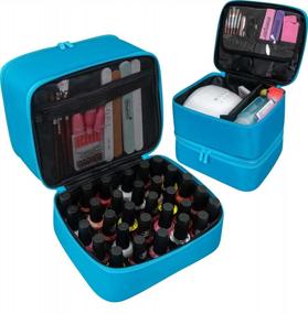 img 4 attached to ButterFox Nail Polish Storage Case Organizer - Fits UV Dryer Light And 30-40 Bottles, Sky Blue