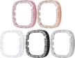 surace compatible for fitbit versa 3 case, bling crystal diamond frame protective case compatible for fitbit versa 3 smart watch (5 packs, rose gold/pink gold/black/silver/clear) logo