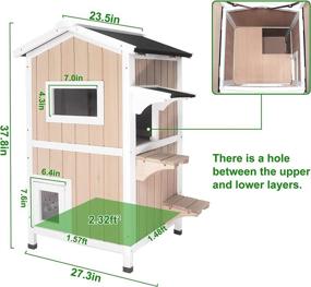 img 3 attached to 🐱 Ultimate Outdoor Wooden Catio: 2-Story Cat Shelter with Escape Doors, Weatherproof Roof, Removable Floors, and Platforms