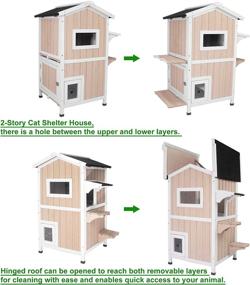 img 2 attached to 🐱 Ultimate Outdoor Wooden Catio: 2-Story Cat Shelter with Escape Doors, Weatherproof Roof, Removable Floors, and Platforms