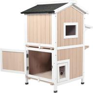 🐱 ultimate outdoor wooden catio: 2-story cat shelter with escape doors, weatherproof roof, removable floors, and platforms logo