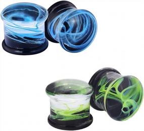 img 4 attached to Glass Gauges Jellyfish Nest Wave Saddle Ear Plugs Stretching Piercing 2G-5/8" (2Pcs-4Pcs)